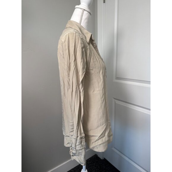 Banana Republic Womens S Silk Beige Button-Up Shirt Blouse Office - Picture 5 of 14